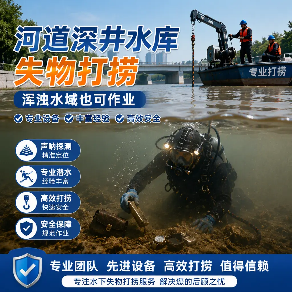 河道深井水库失物打捞，浑浊水域也可作业蒙城